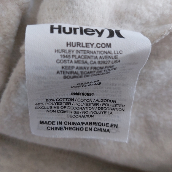 Hurley Est. 1999 Red Logo Long Sleeve Grey Lightweight Crewneck Sweater Large - Picture 13 of 13